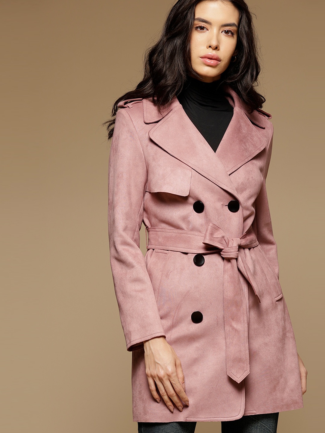 

Gipsy Women Suede Longline Overcoat, Pink