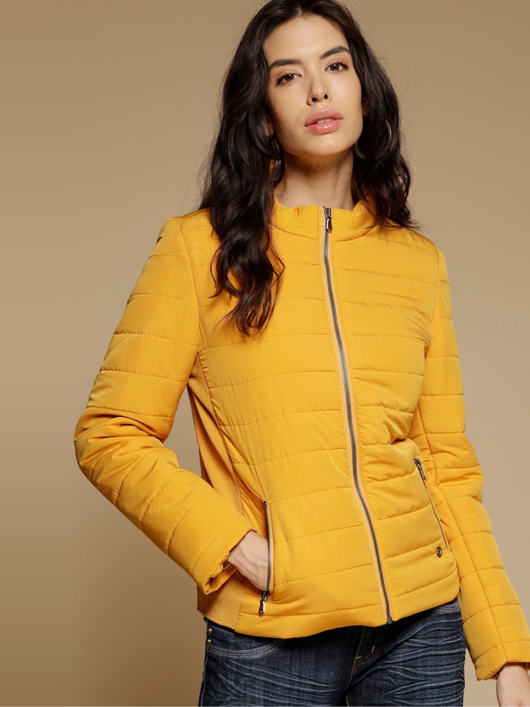 

Gipsy Women Stand Collar Dry Fit Puffer Jacket, Yellow