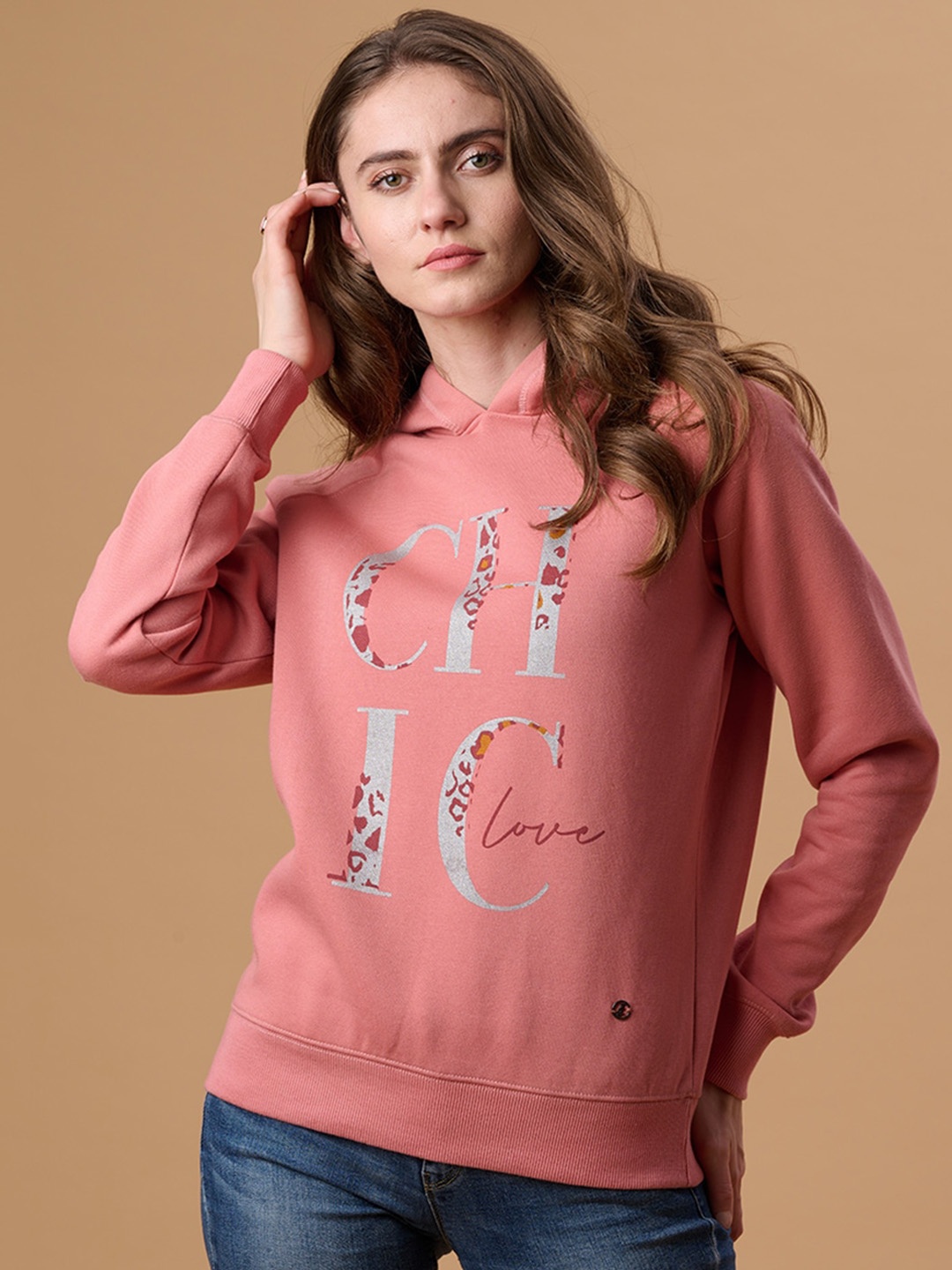 

Gipsy Women Printed Hooded Sweatshirt, Coral