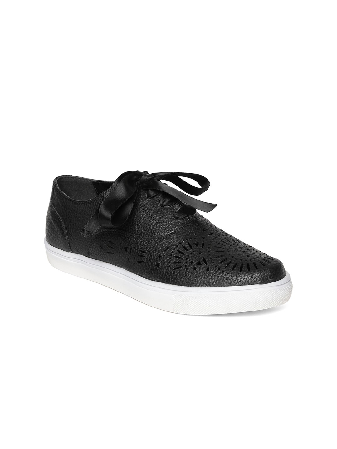 

Carlton London Women Black Laser Cut Sneakers
