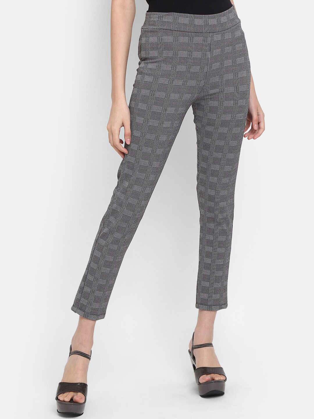 

V-Mart Women Checked Cotton Jeggings, Black