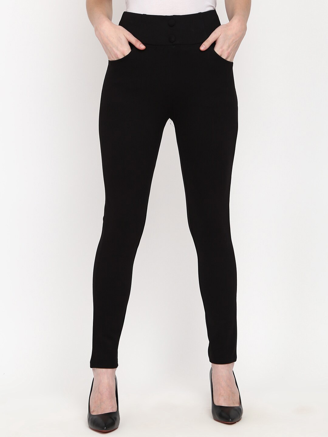 

V-Mart Women Cotton Jeggings, Black