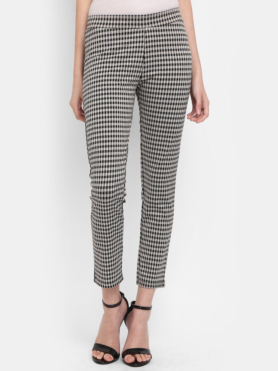 

V-Mart Women Checked Cotton Jeggings, Beige