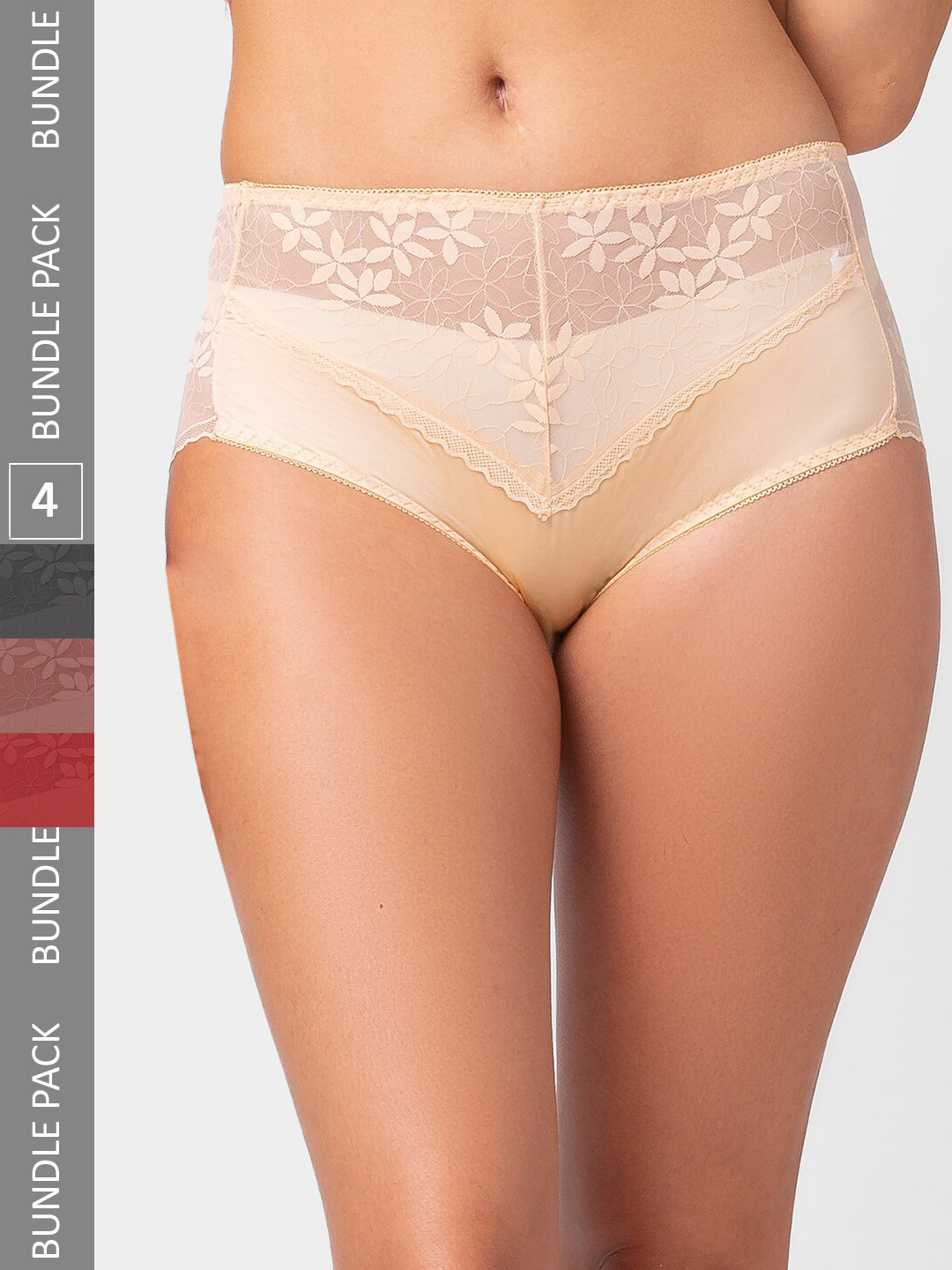 

FashionRack Women Pack Of 4 Assorted Nylon Hipster Briefs