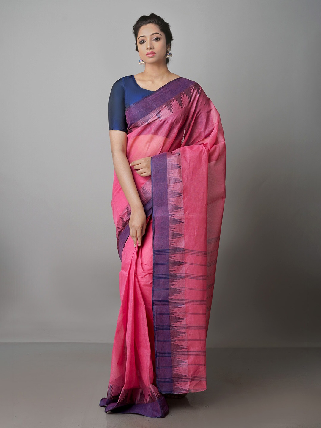 

Unnati Silks Pure Cotton Taant Saree, Pink