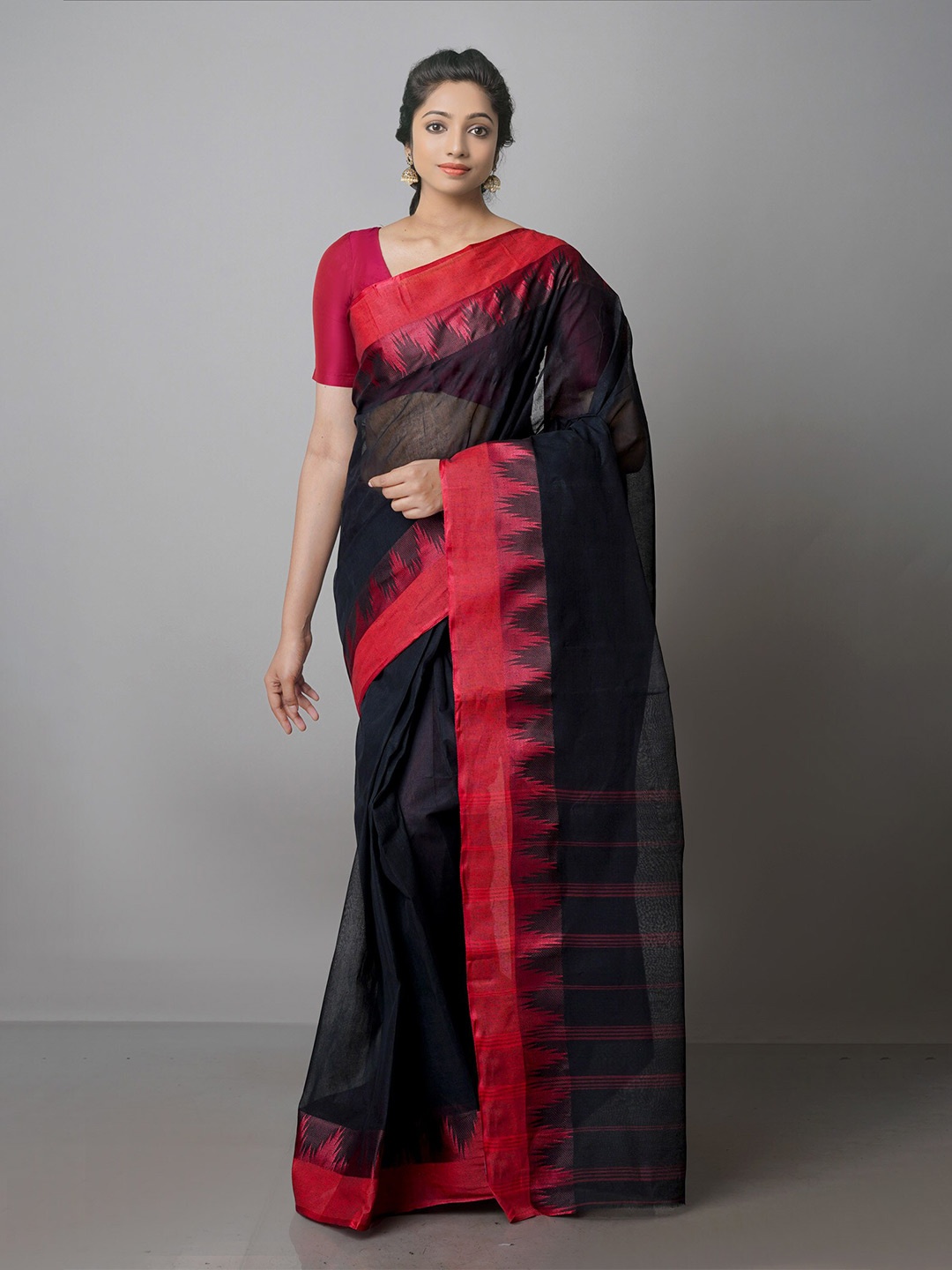 

Unnati Silks Pure Cotton Taant Saree, Black