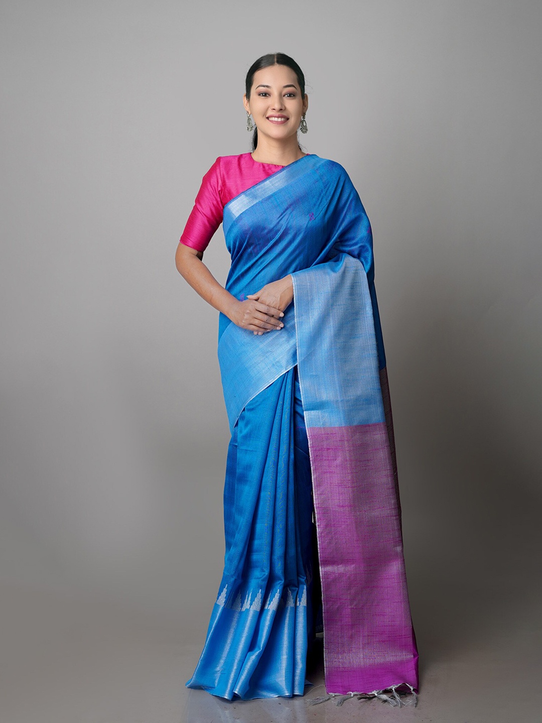 

Unnati Silks Zari Silk Blend Bhagalpuri Saree, Blue