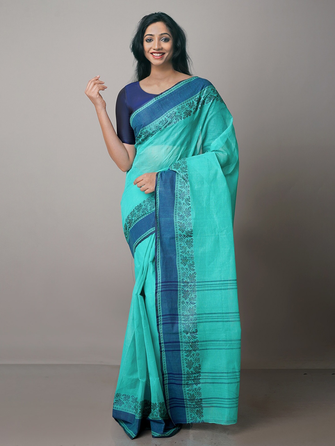 

Unnati Silks Pure Cotton Taant Saree, Green