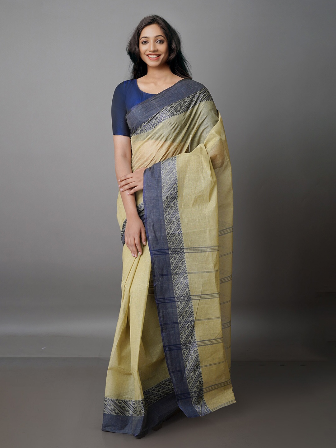 

Unnati Silks Pure Cotton Taant Saree, Beige