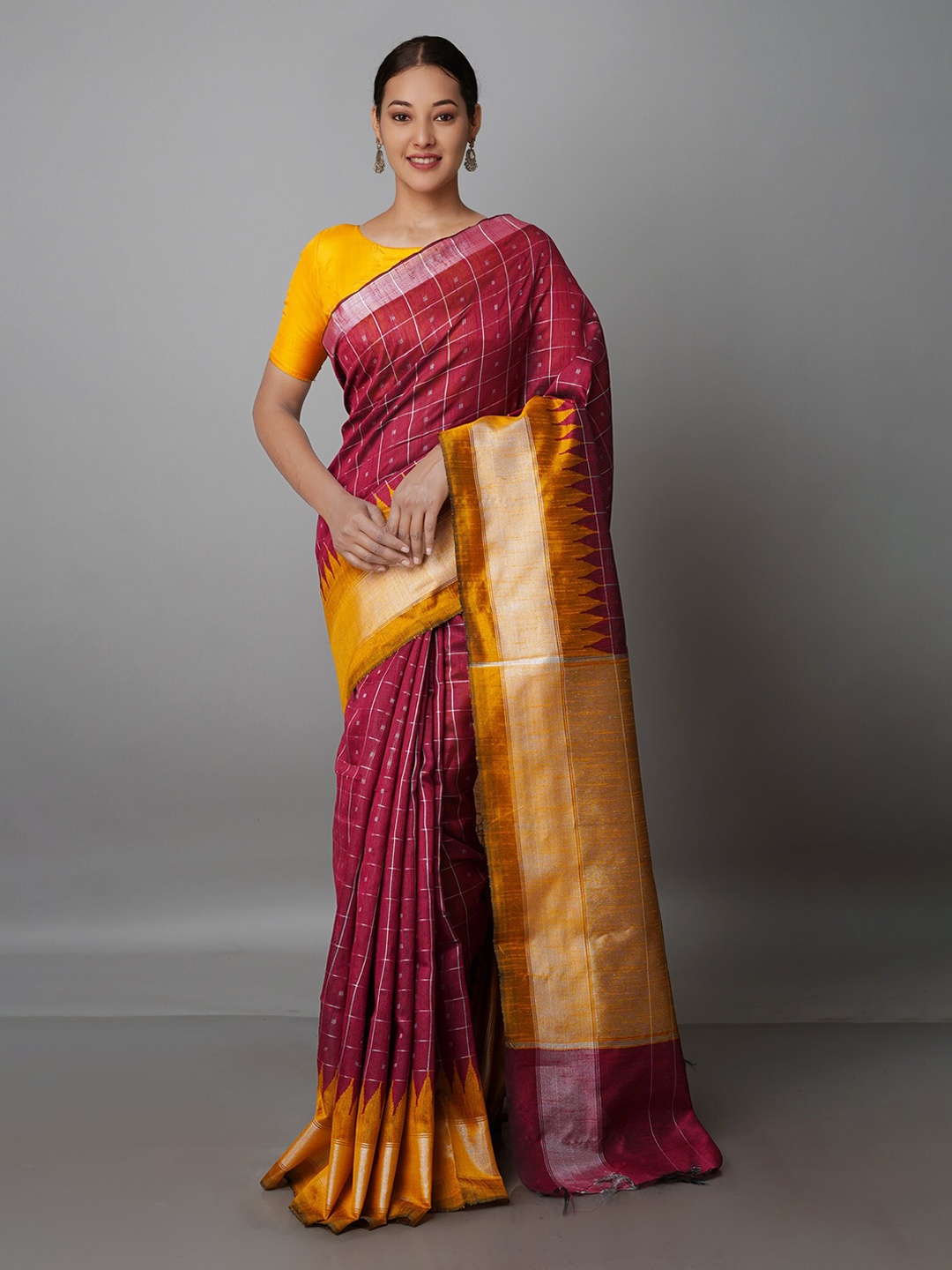 

Unnati Silks Woven Design Zari Silk Blend Bhagalpuri Saree, Maroon