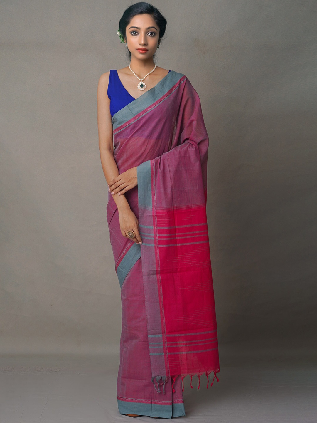 

Unnati Silks Pure Cotton Handloom Chettinad Saree, Pink