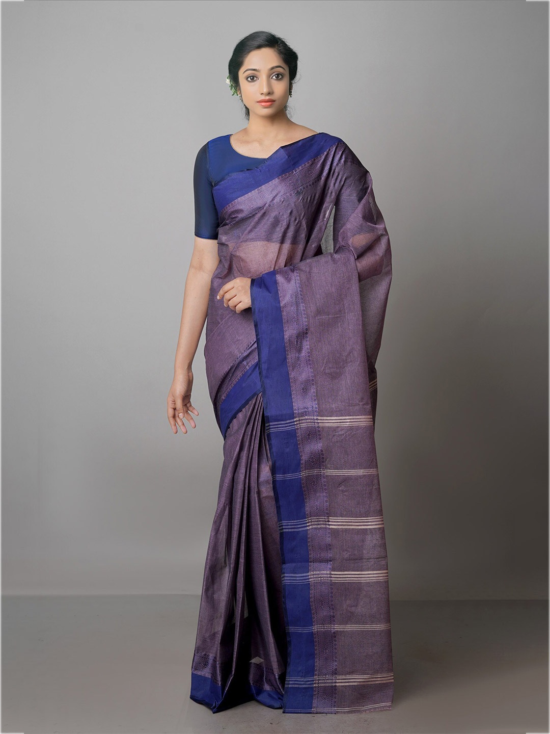 

Unnati Silks Pure Cotton Handloom Taant Saree, Purple