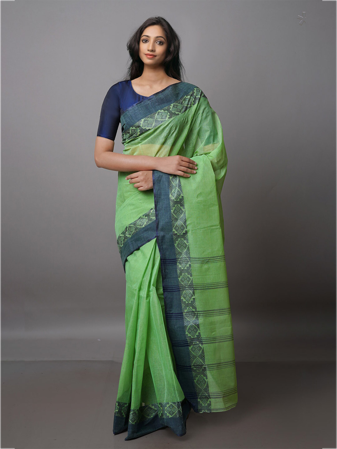 

Unnati Silks Pure Cotton Taant Saree, Green