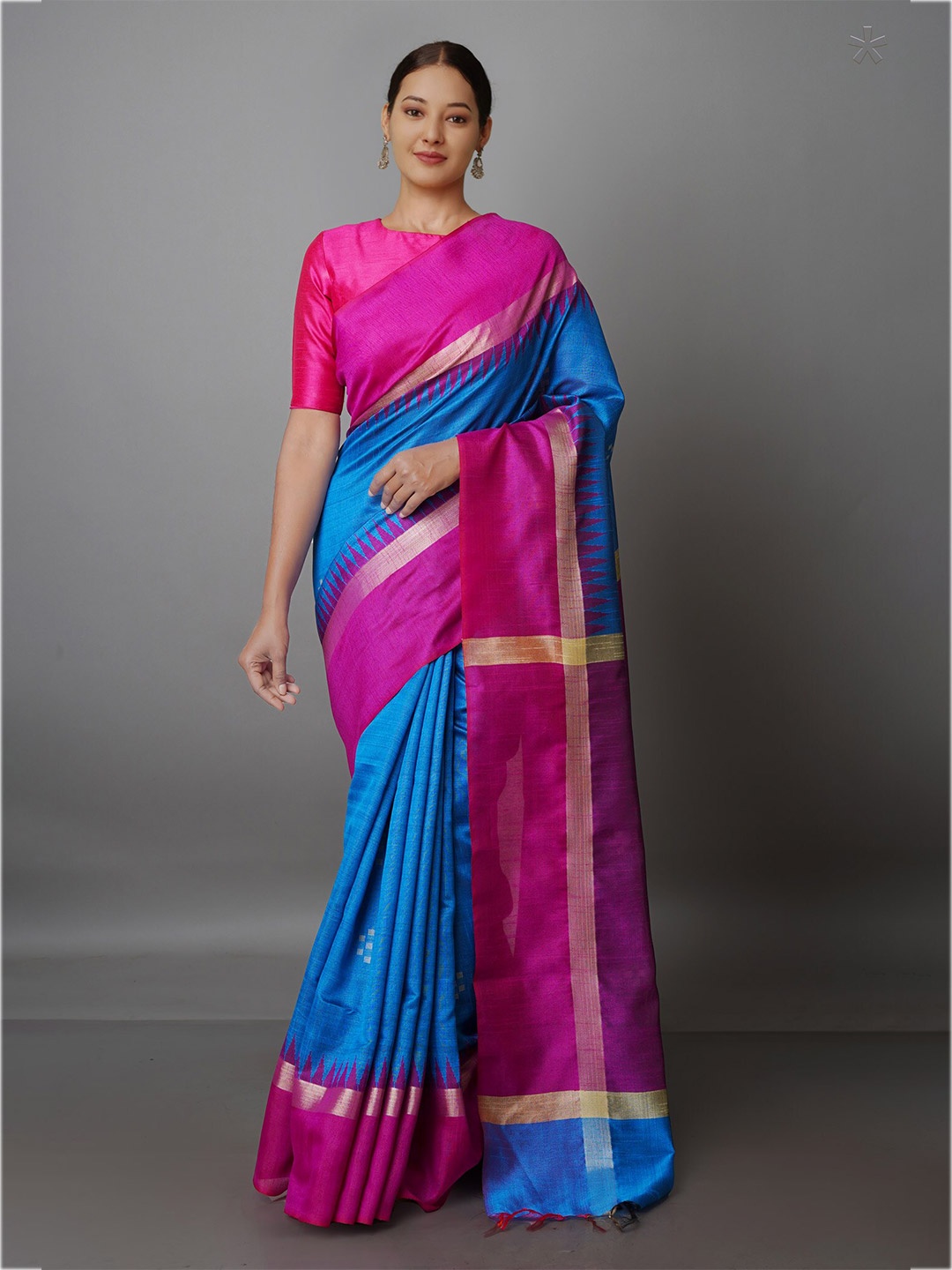 

Unnati Silks Silk Blend Bhagalpuri Saree, Blue