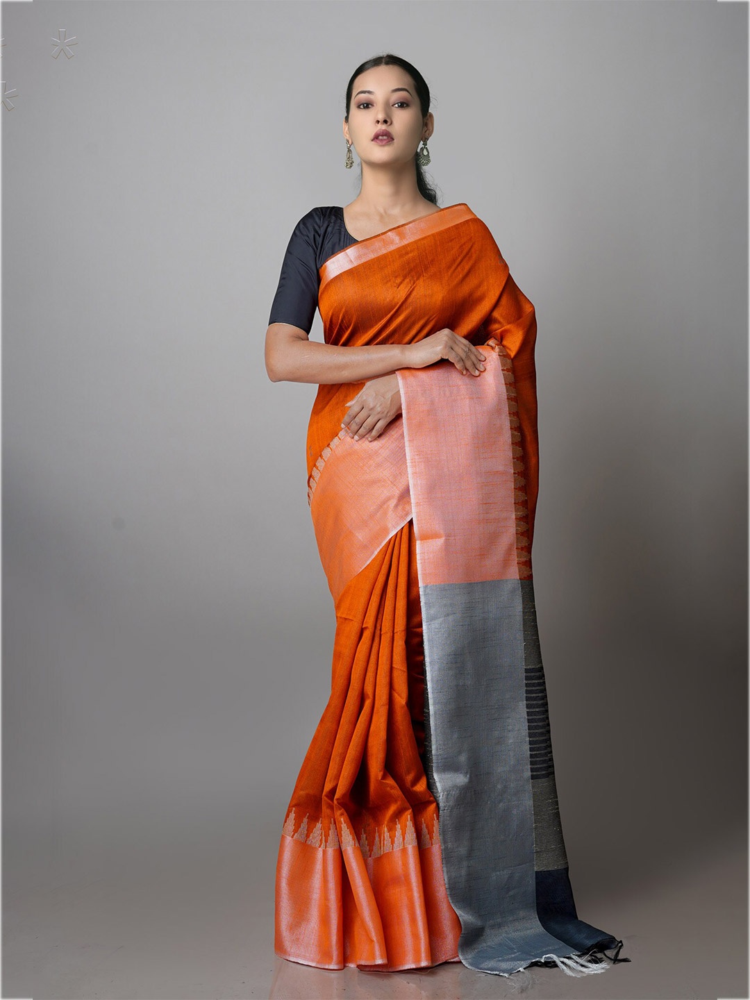 

Unnati Silks Zari Bhagalpuri Saree, Orange