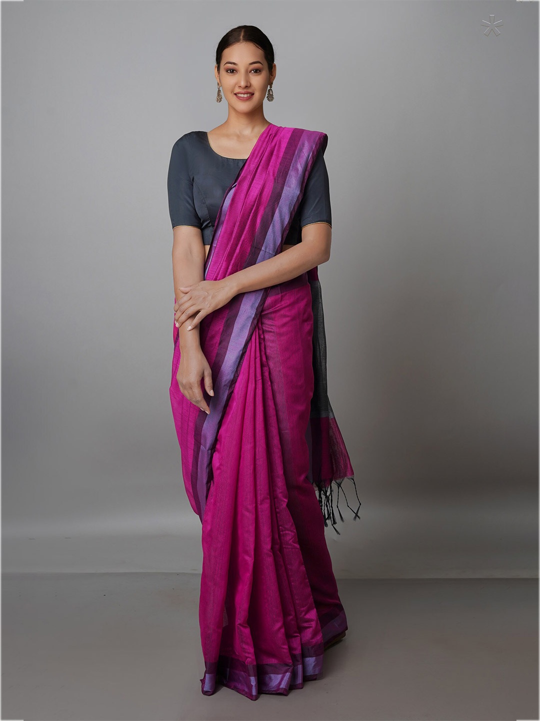 

Unnati Silks Zari Silk Blend Chanderi Saree, Pink