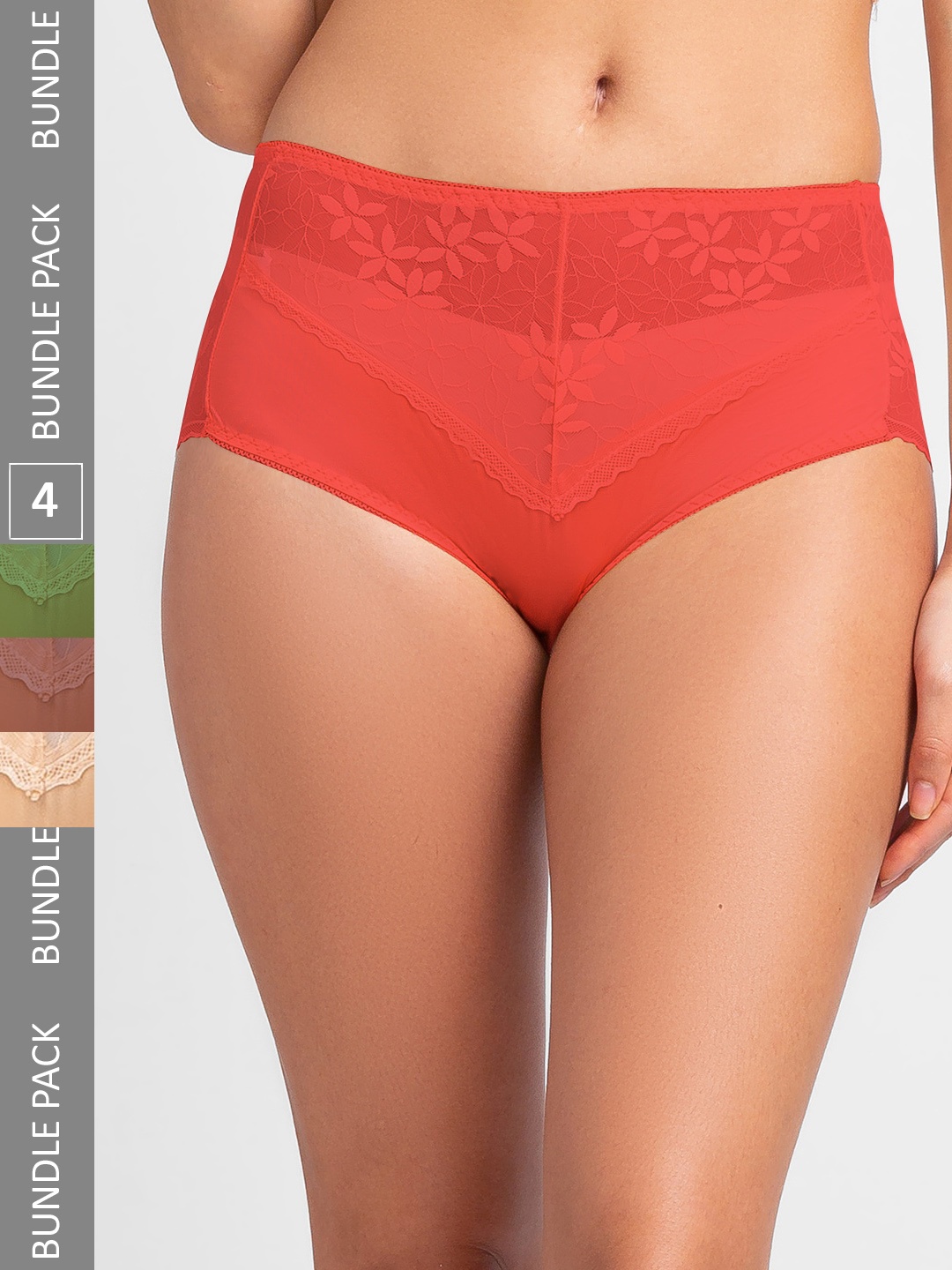 

FashionRack Women Pack Of 4 Assorted Nylon Hipster Briefs