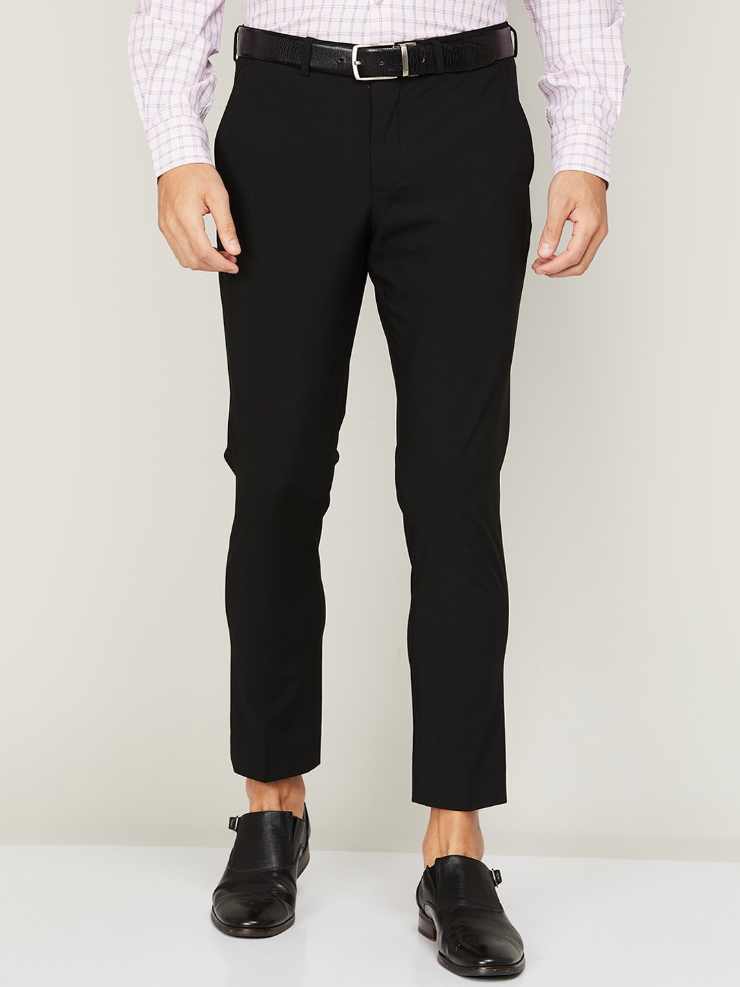 

CODE by Lifestyle Men Slim Fit Easy Wash Trousers, Black