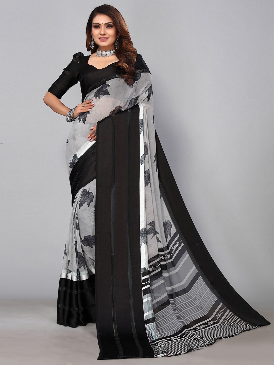 

SIRIL Floral Printed Saree, Grey