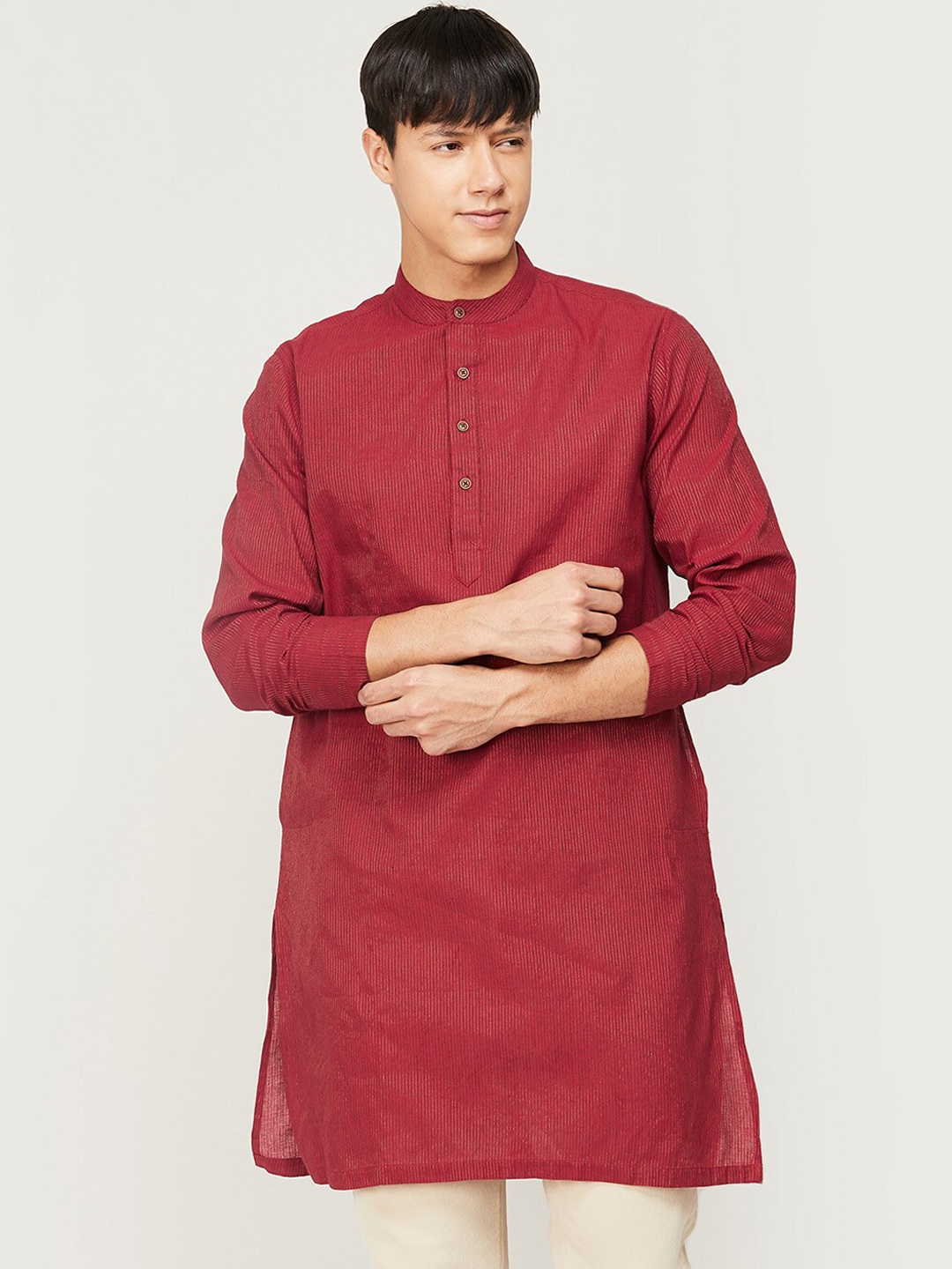 

Melange by Lifestyle Men Mandarin Collar Kurta, Red