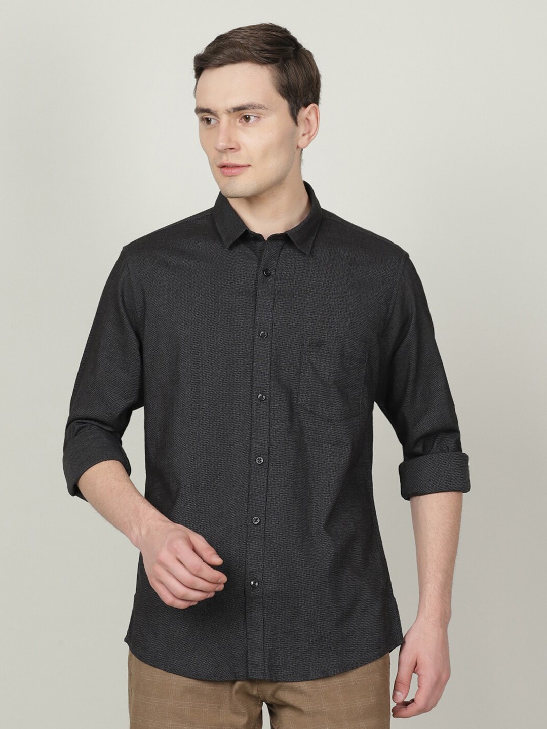 

Crocodile Men Classic Slim Fit Casual Cotton Shirt, Black