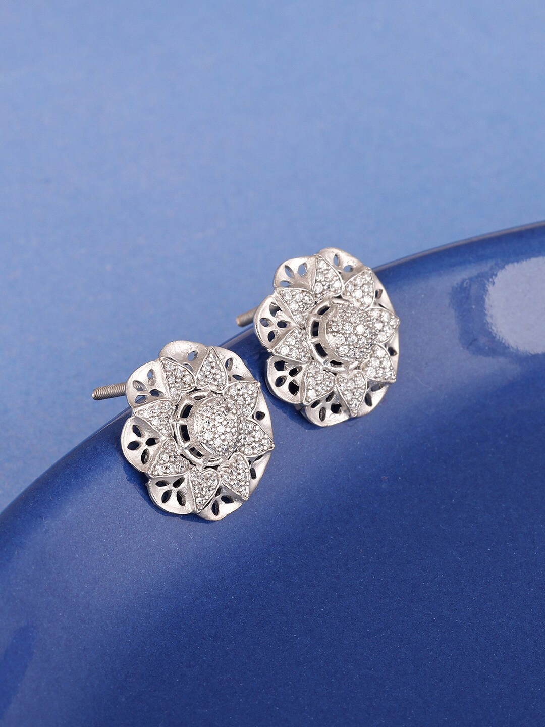 

GIVA Rhodium-Plated Contemporary Studs Earrings, Silver