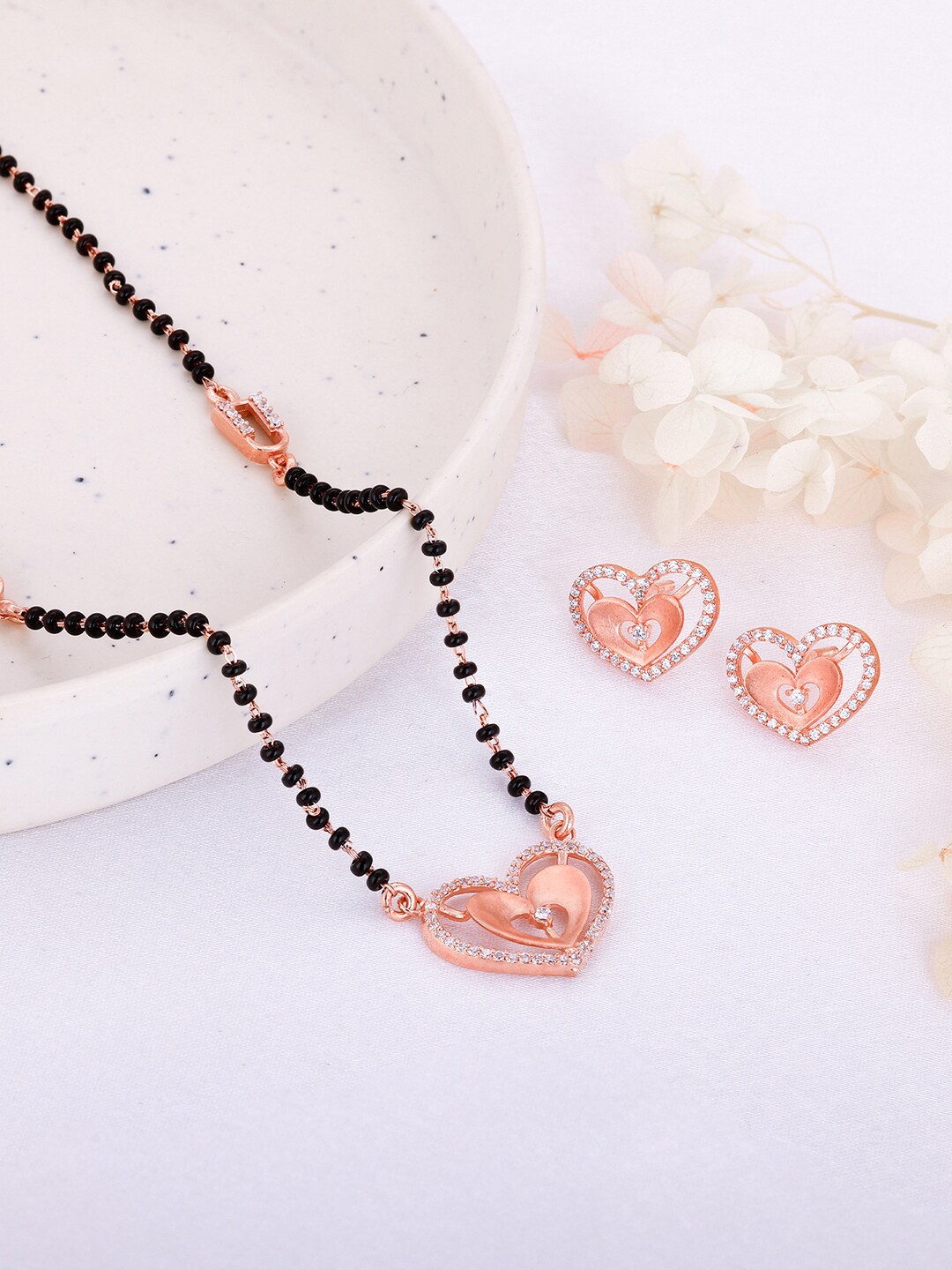 

GIVA 92.5 Sterling Silver Rose Gold Love Affair Mangalsutra Set