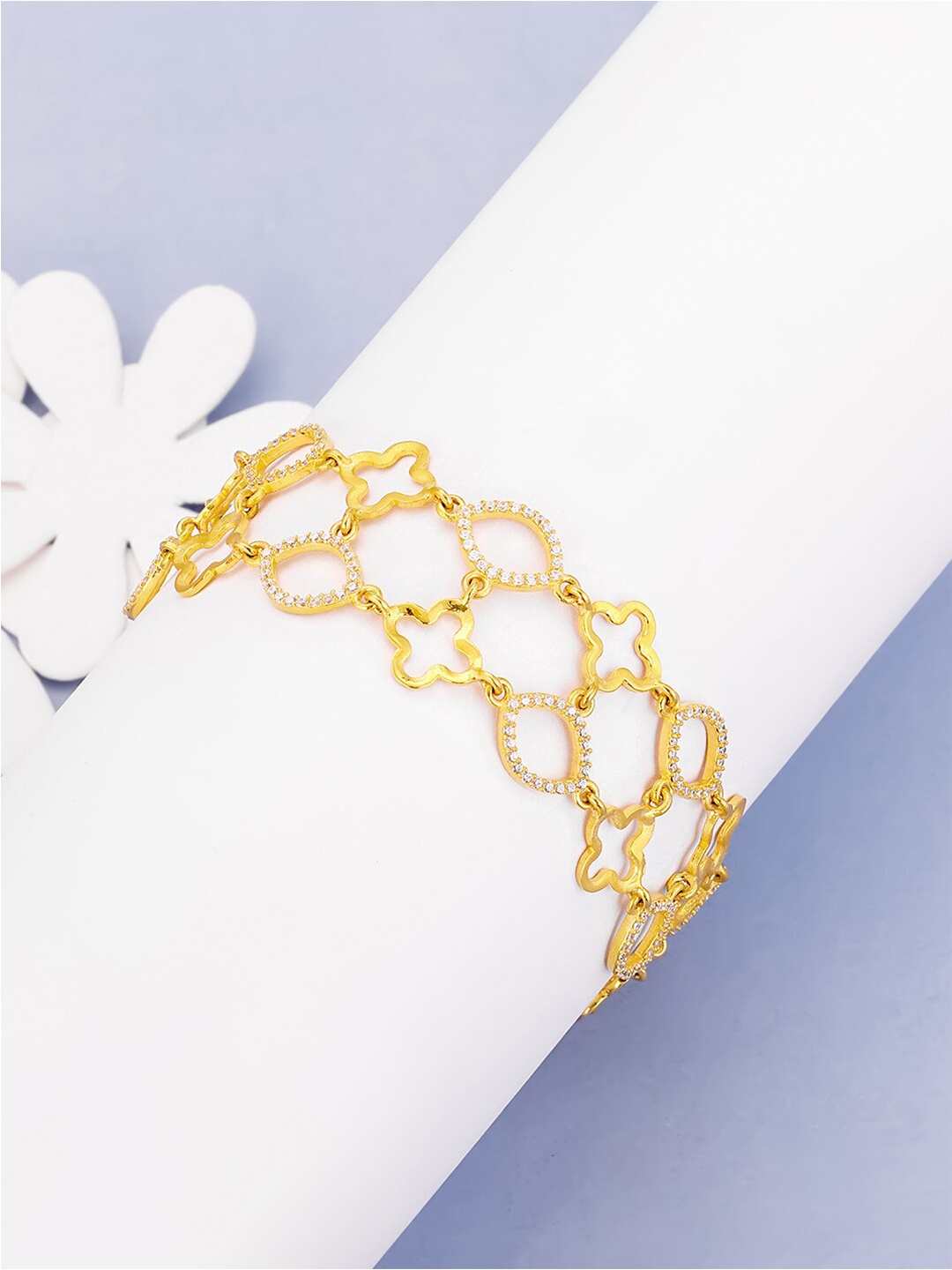 

GIVA Women 925 Sterling Silver Gold-Plated Cubic Zirconia Charm Bracelet