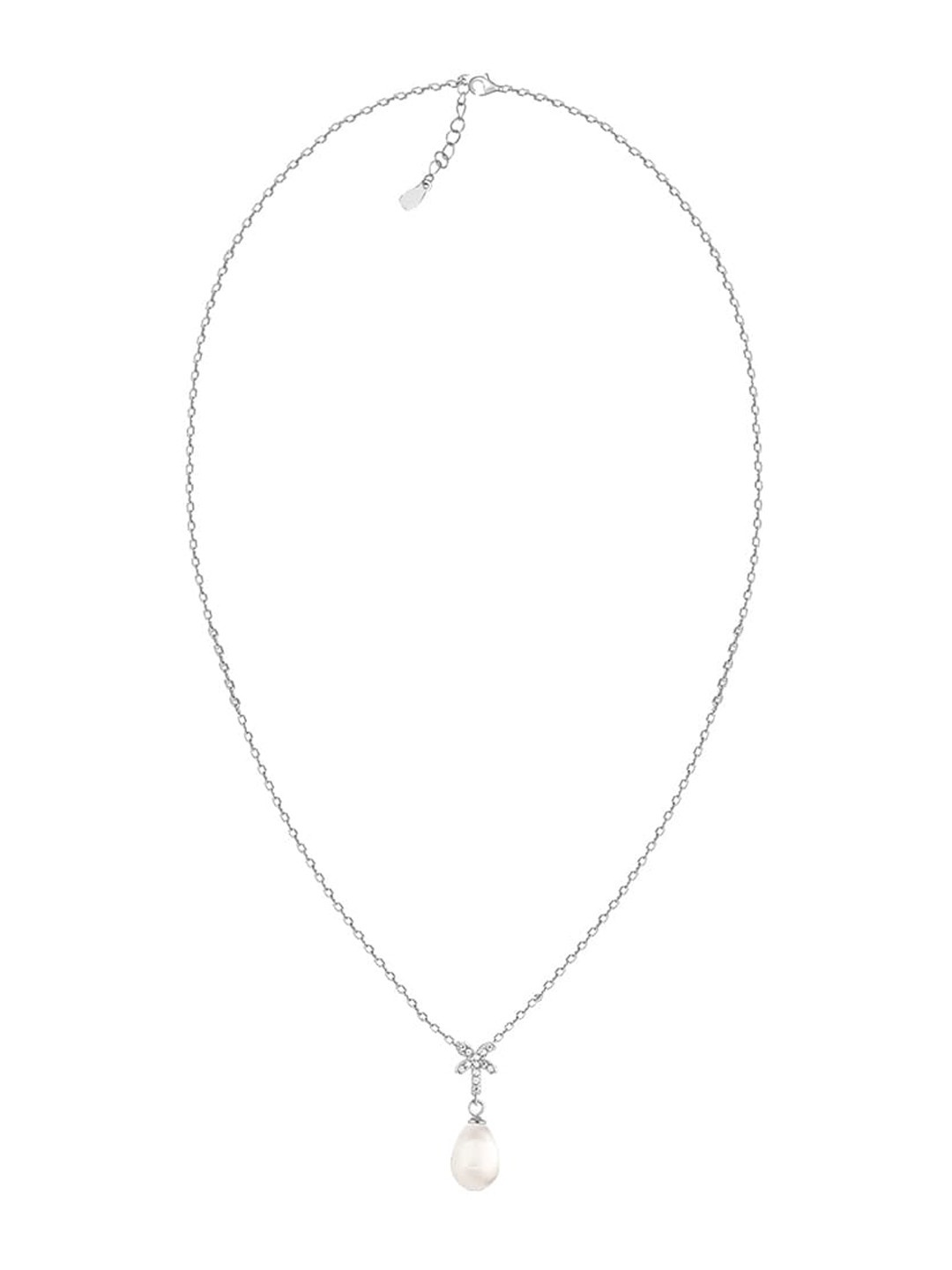 

GIVA 925 Sterling Silver Rhodium-Plated Pearl Studded Pendant With Link Chain