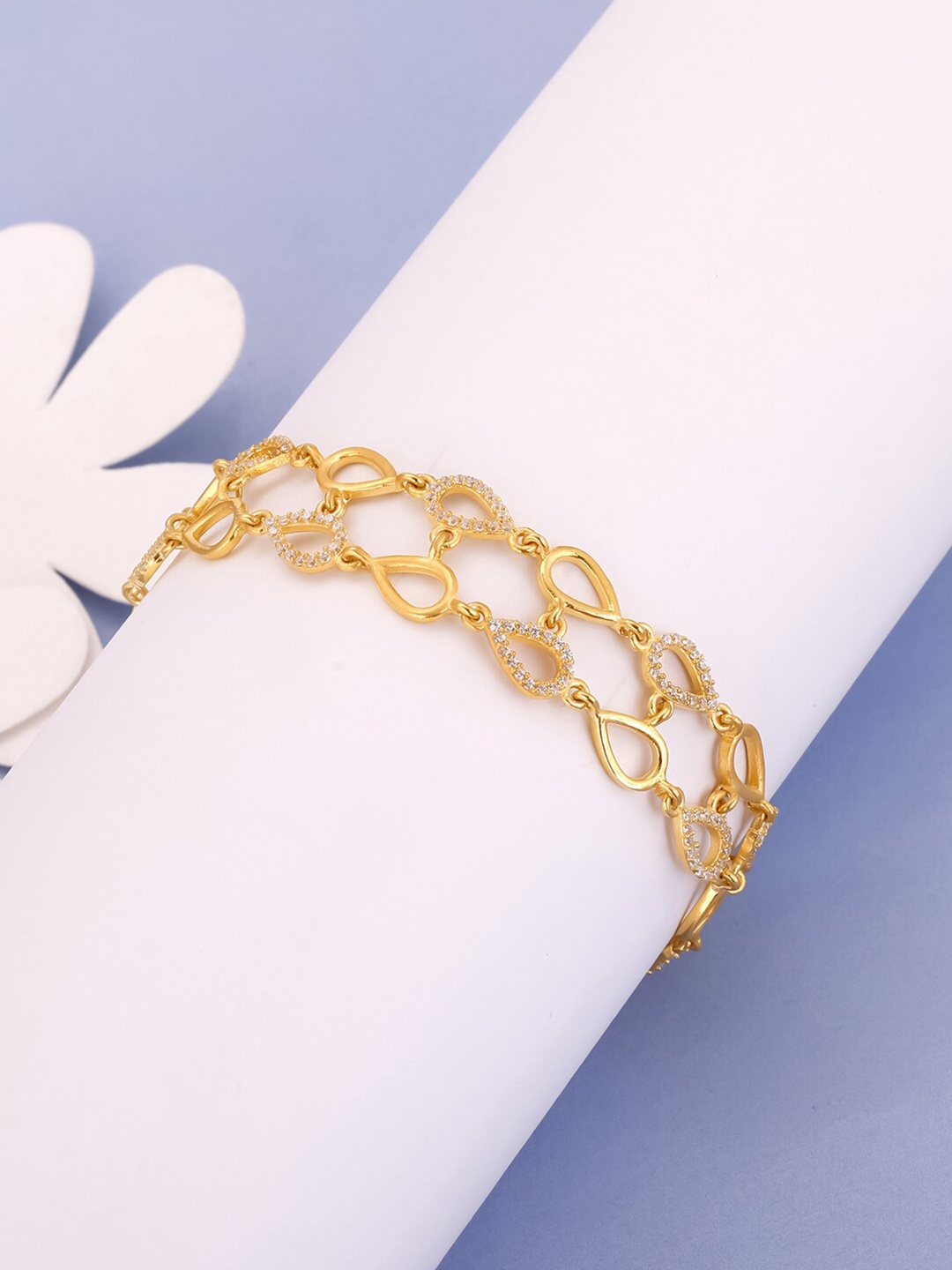 

GIVA Women Sterling Silver Cubic Zirconia Gold-Plated Cuff Bracelet