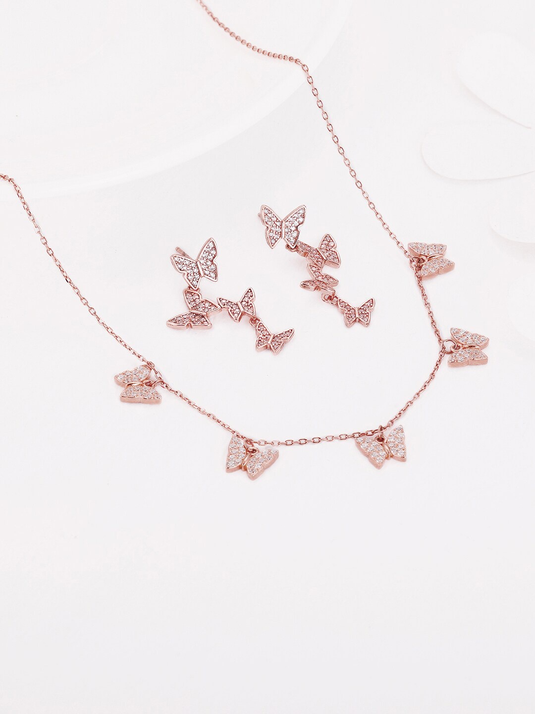 

GIVA 92.5 Sterling Silver Rose Gold-Plated CZ-Studded Jewellery Set