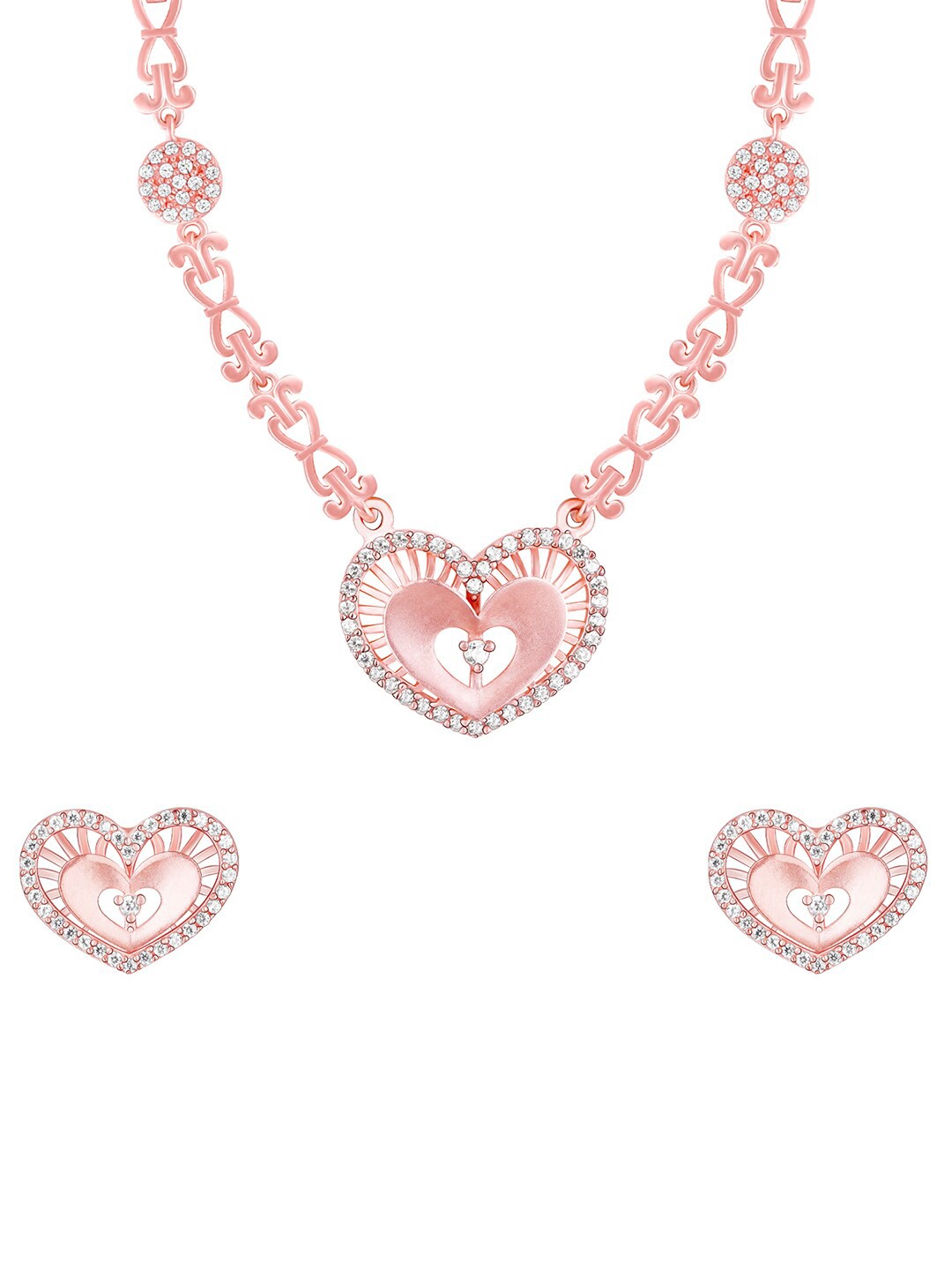 

GIVA 925 Sterling Sliver Rose Gold-Plated & CZ Studded Jewellery Set, White