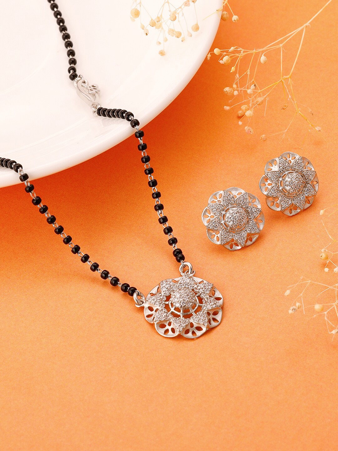 

GIVA 925 Sterling Silver Sparkles Mangalsutra Set, White