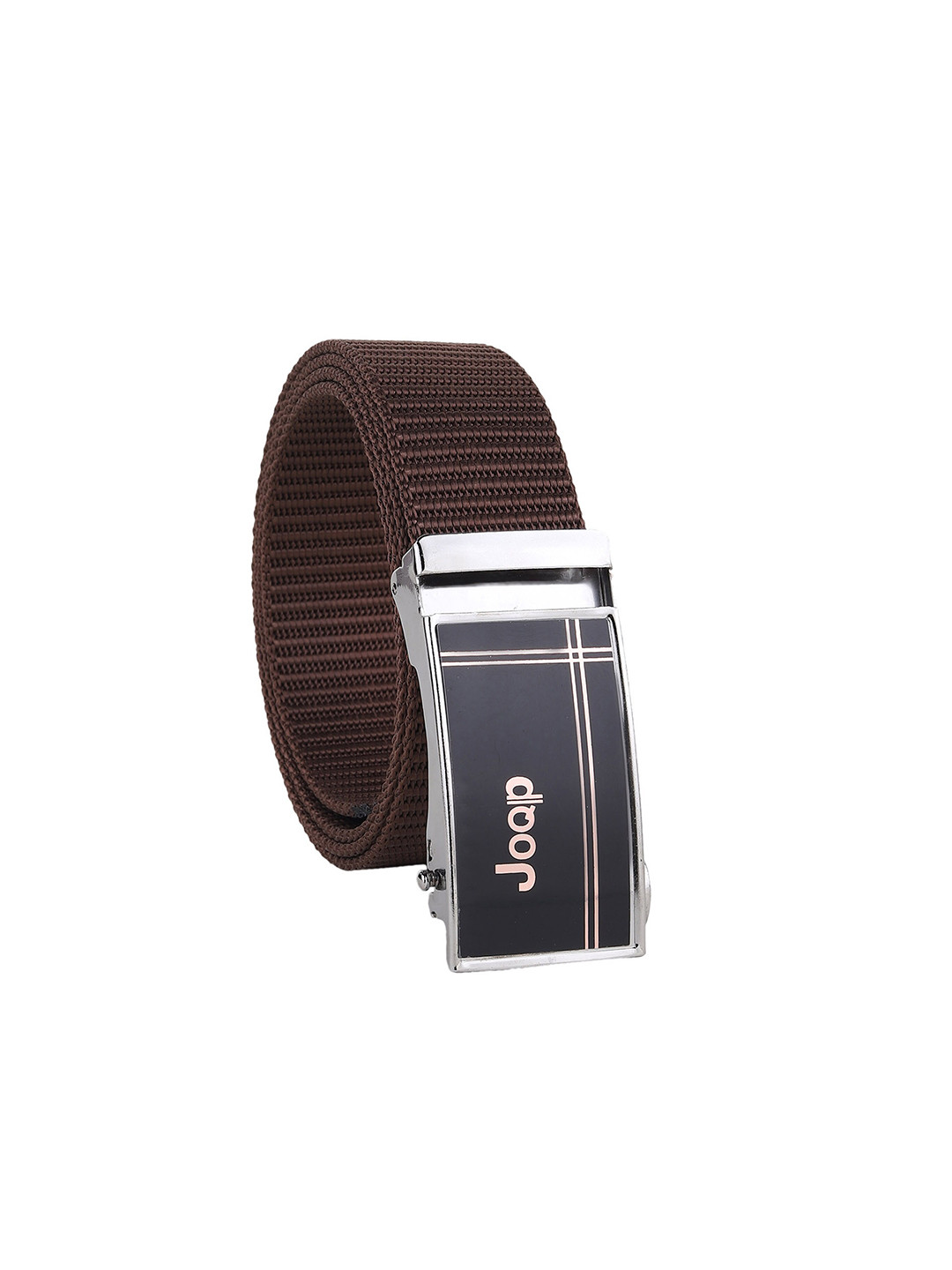 

HENEDA Men Woven Design Slider Buckle Belt, Brown