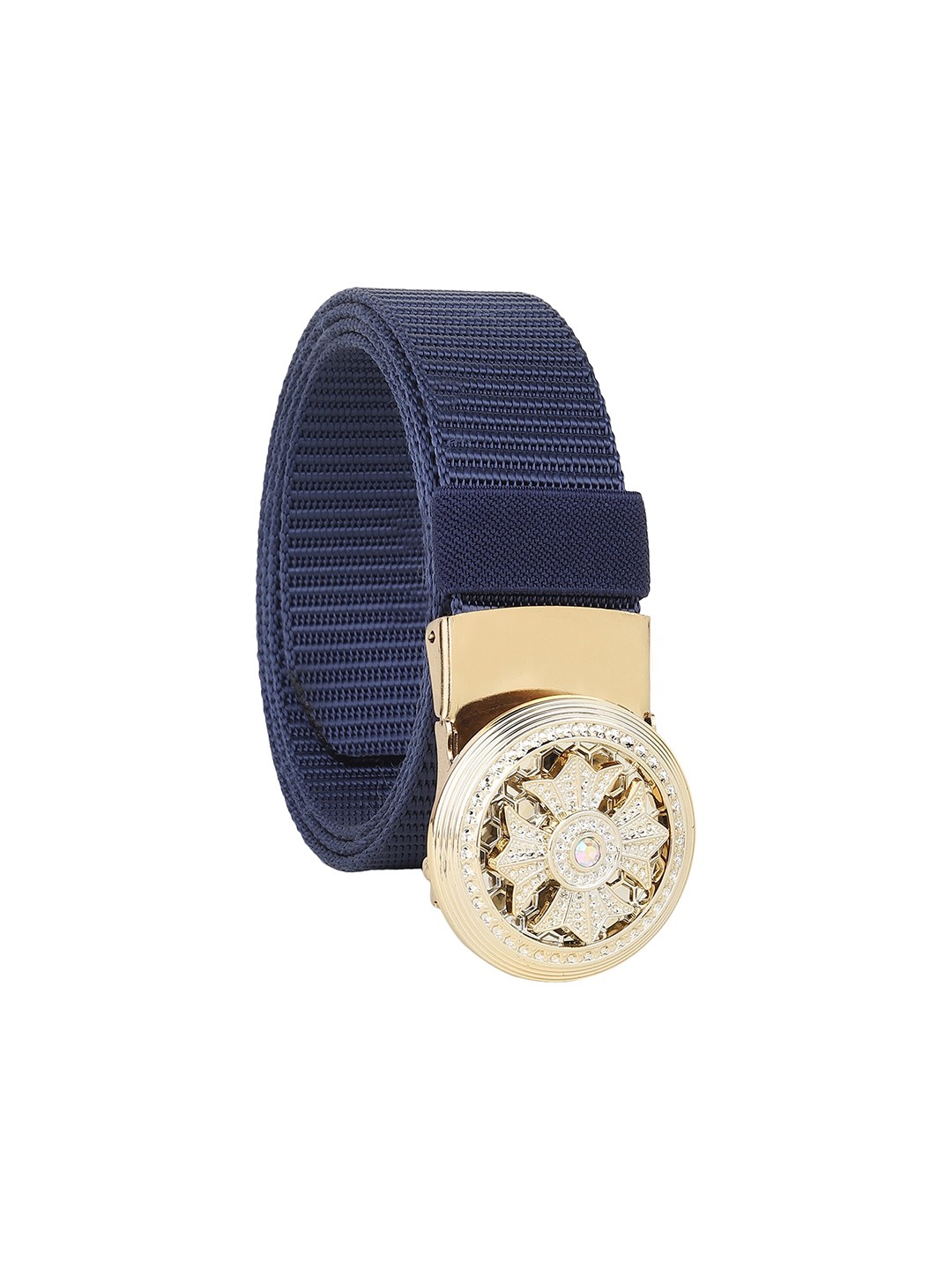 

HENEDA Men Woven Design Slider Buckle Belt, Blue