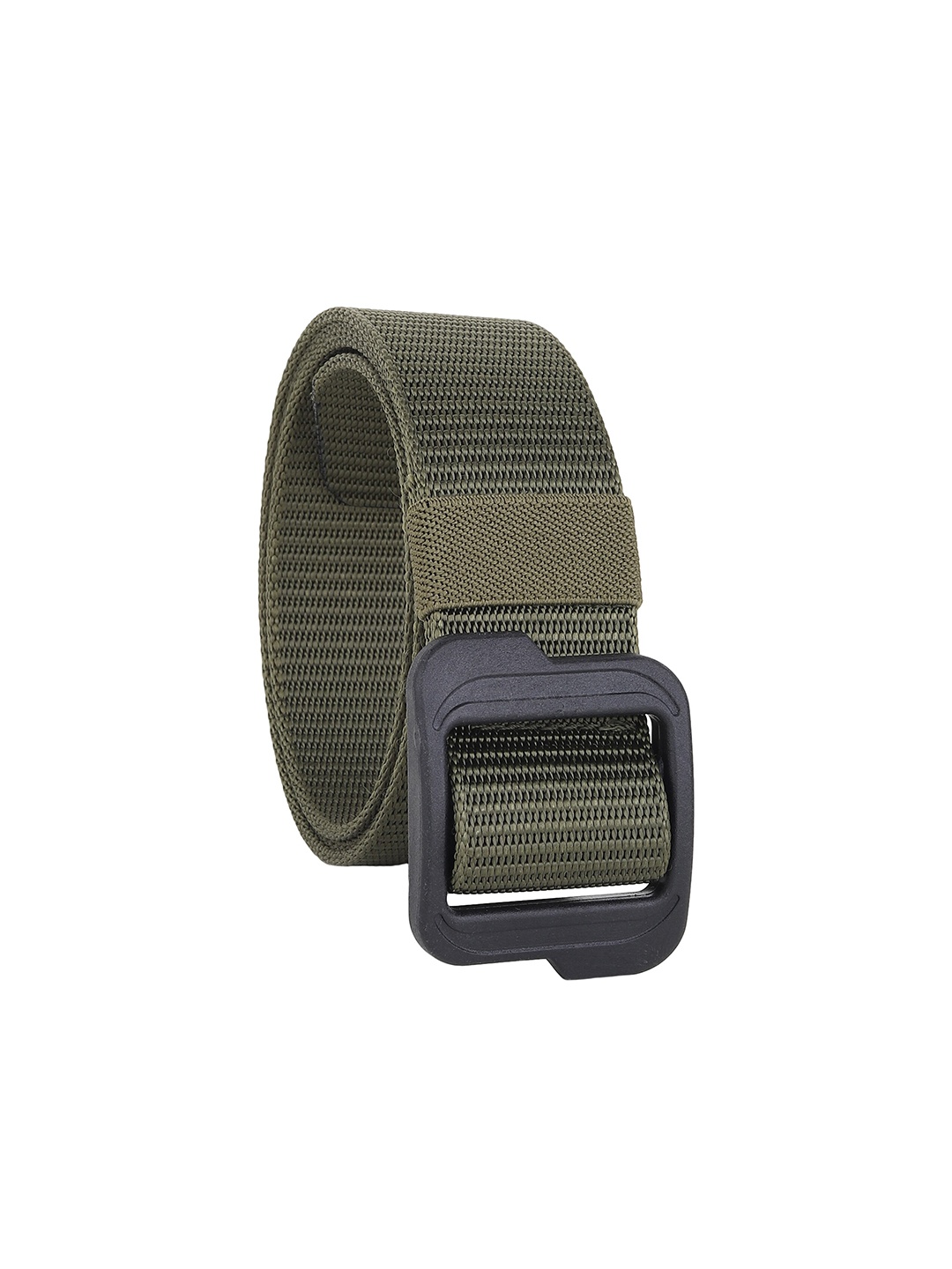 

HENEDA Men Woven Design Slider Buckle Belt, Green