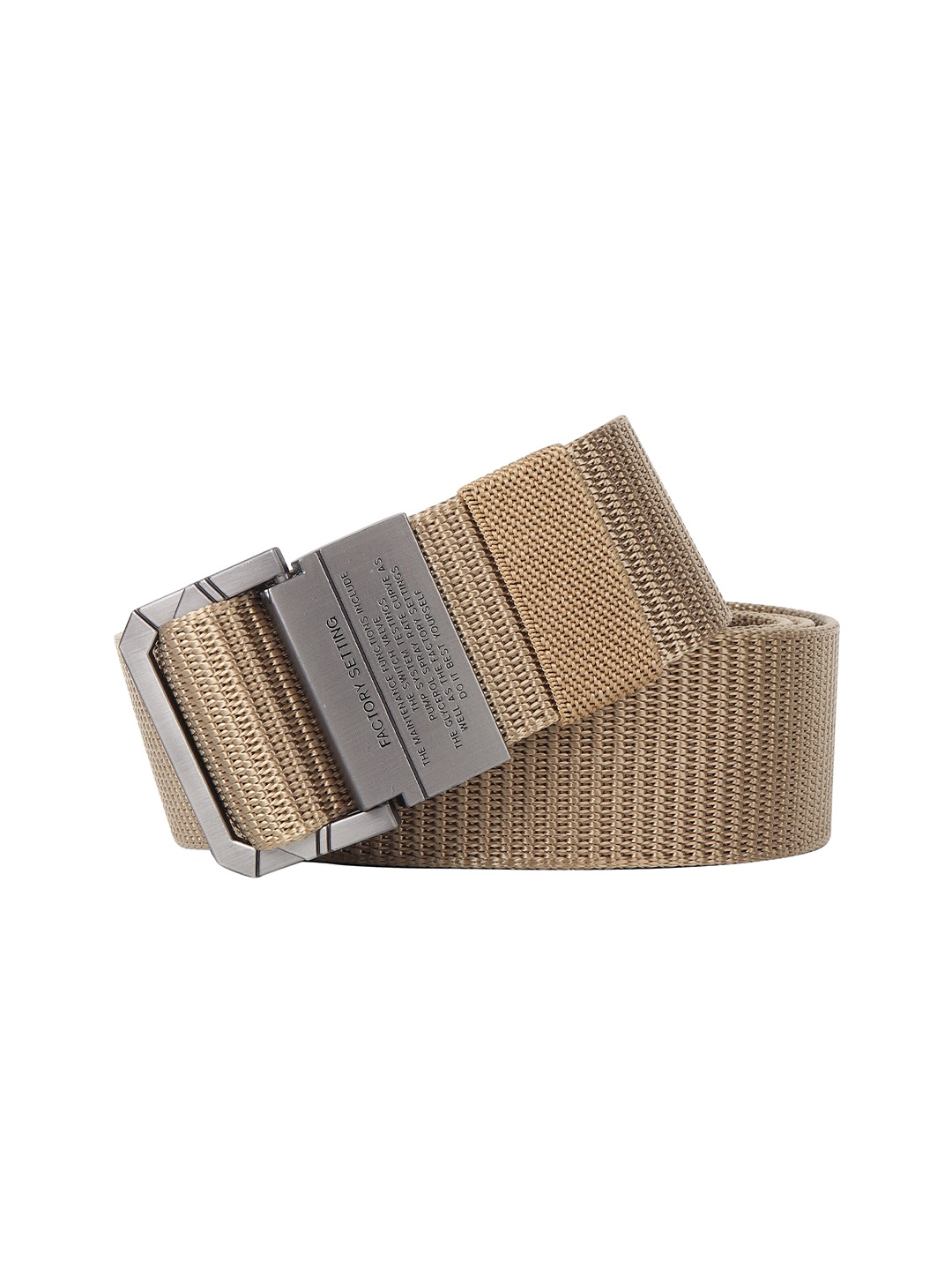 

HENEDA Men Woven Design D-Ring Closure Belt, Cream
