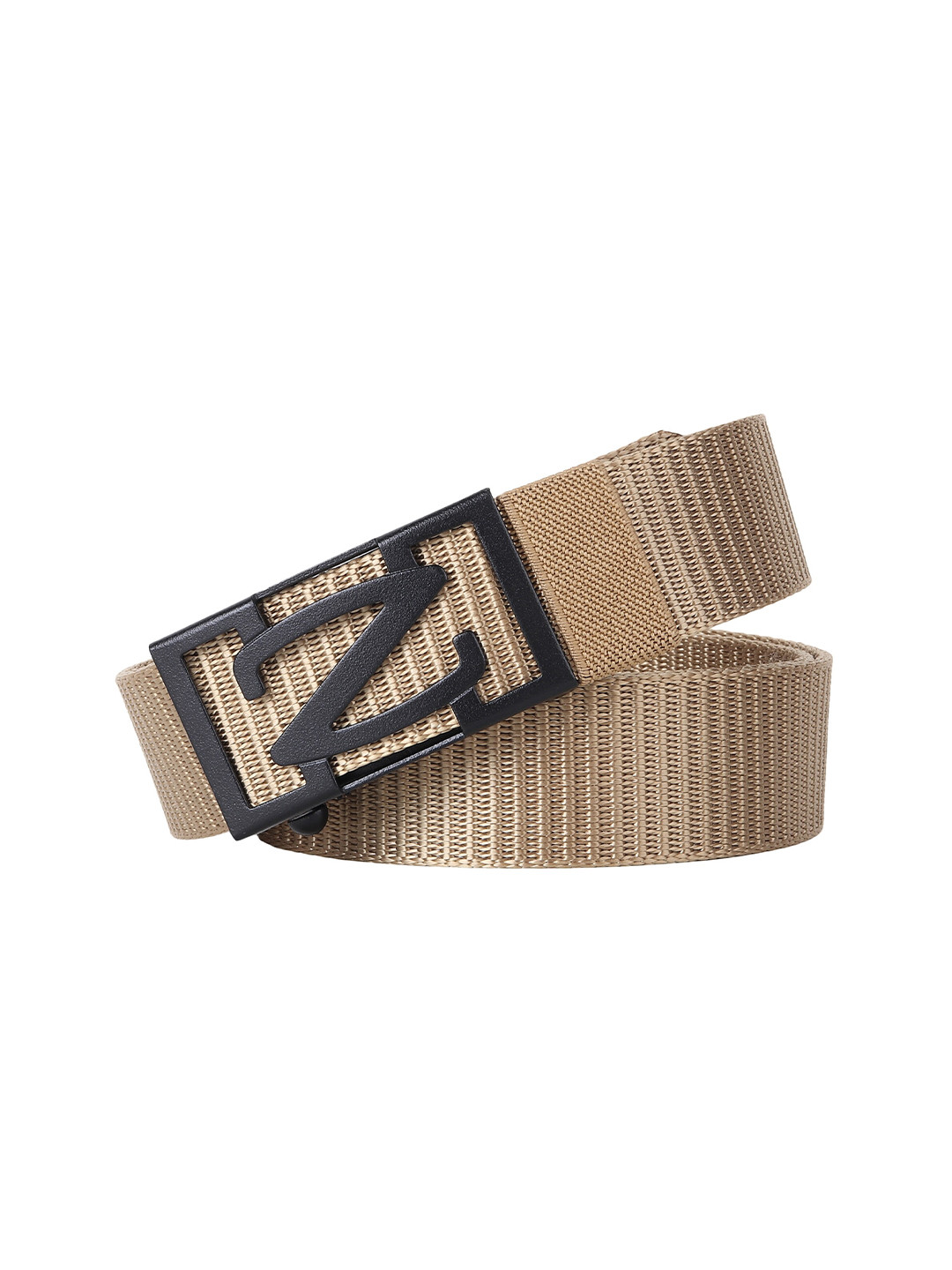 

HENEDA Men Woven Design Slider Buckle Belt, Cream