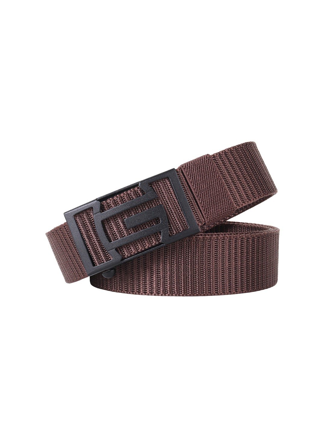 

HENEDA Men Woven Design Slider Buckle Belt, Brown