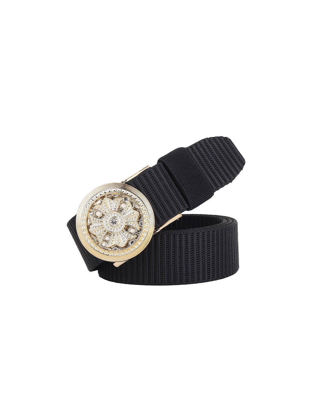

HENEDA Men Woven Design Slider Buckle Belt, Black