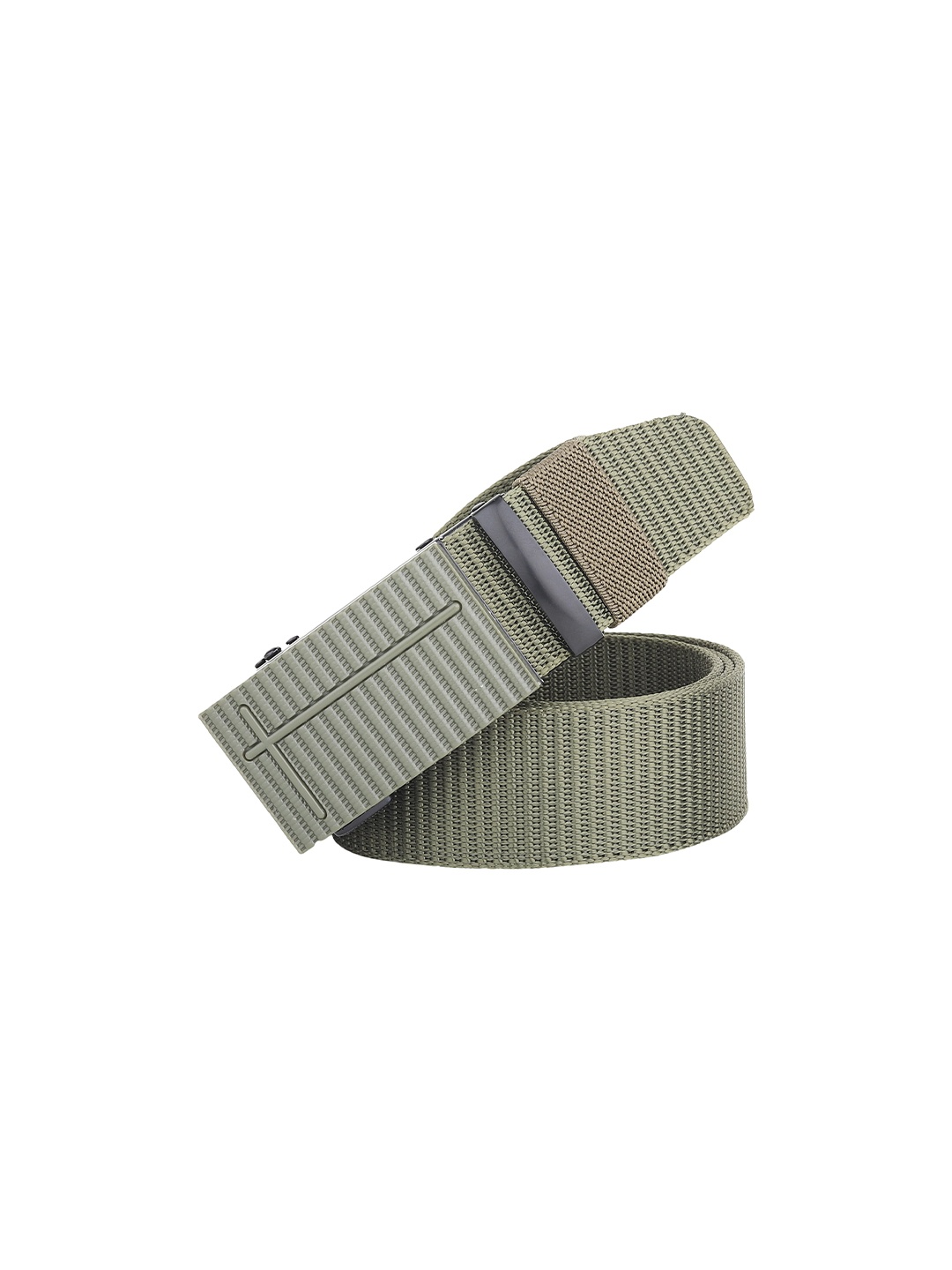 

HENEDA Men Woven Design Slider Buckle Belt, Green
