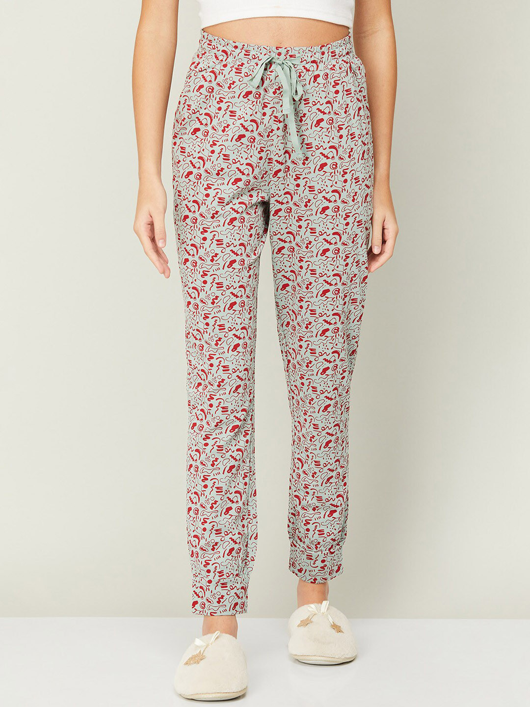 

Ginger by Lifestyle Women Printed Cotton Lounge Pants, Sea green