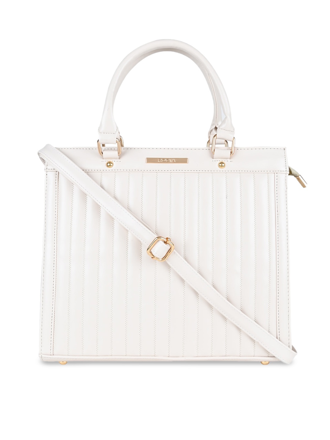 

Rocia Textured PU Structured Quilted Handheld Bag, Off white