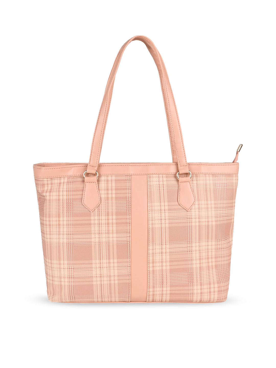 

Rocia Checked PU Structured Shoulder Bag, Peach