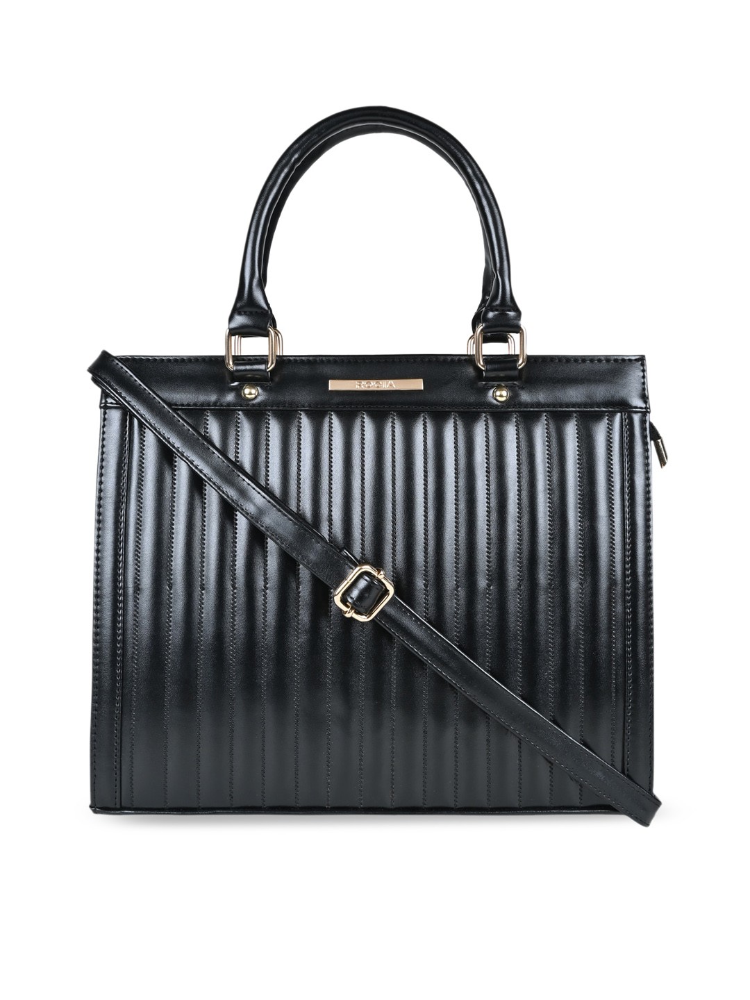 

Rocia Textured Structured Satchel, Black