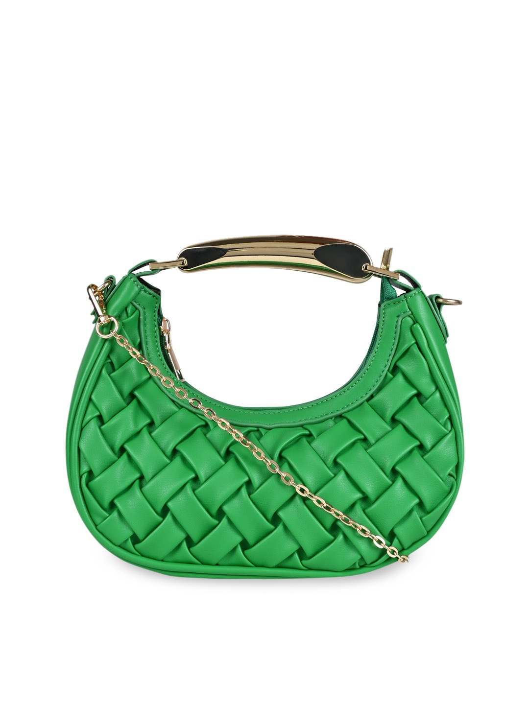 

Rocia Self Design Half Moon Handheld Bag, Green