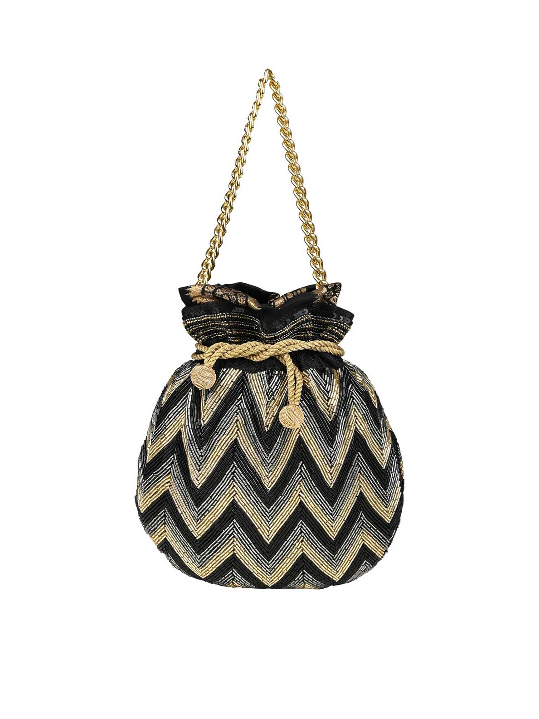 

Rocia Women Embellished Potli Clutch, Black