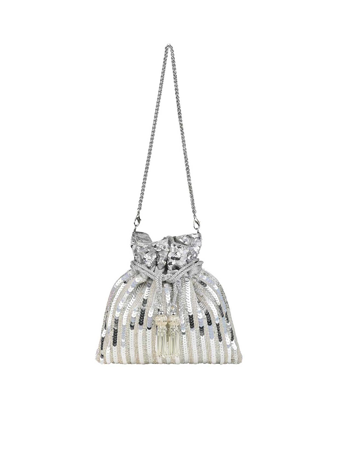 

Rocia Women Embellished Potli Clutch, Silver