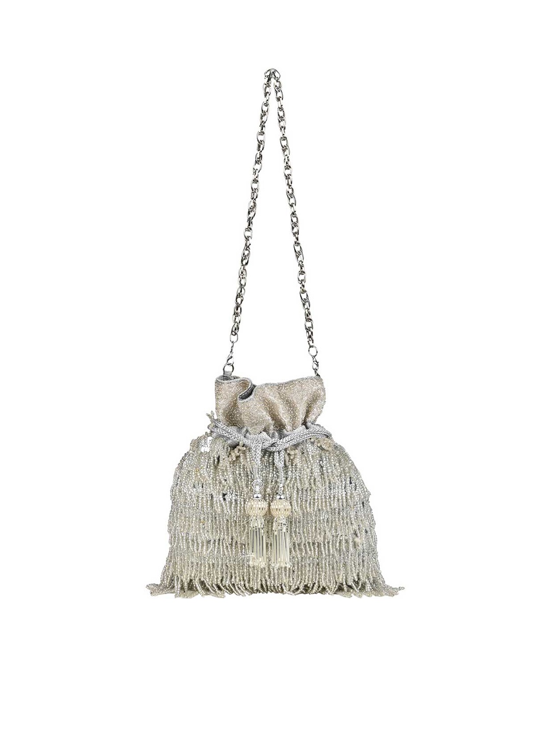 

Rocia Embellished Potli Clutch, Silver