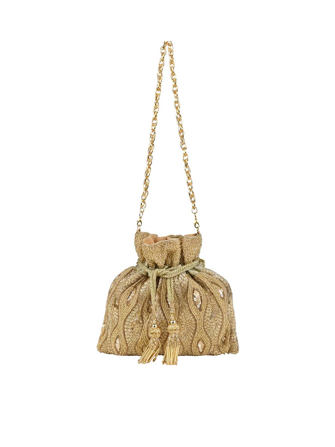 

Rocia Embellished Potli Clutch, Gold